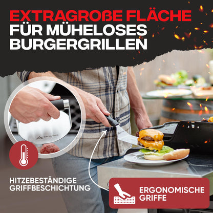 BergVibes Smash Burger Set aus Edelstahl, 6-teilig mit Burgerglocken
