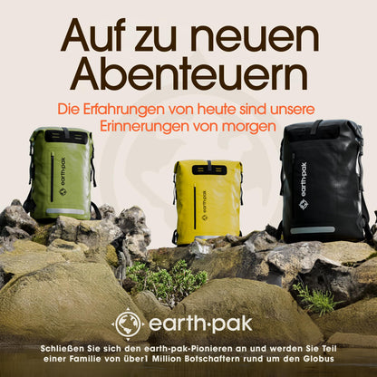 Earth Pak Summit wasserdichter Rucksack 35L Gelb mit Handyhülle