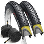 Fincci MTB Fahrradreifen 29 Zoll Set 52-622, faltbar, mit Schläuchen, schwarz, Stollenprofil