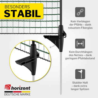 horizont Mobiler Hundezaun 20 m x 80 cm, Steckzaun mit 12 Pfählen