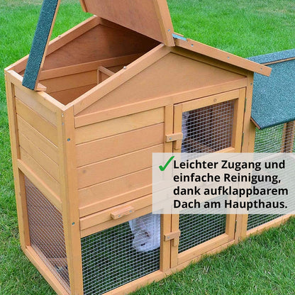 zooprinz Kaninchenstall 2 Ebenen mit Freigehege und Kotschublade
