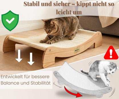 Mookie's Kratzbrett XL 67x42 cm – 2-in-1 Katzenliege aus Massivholz