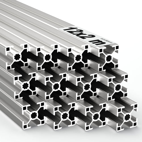 Ulber24 Aluprofil 30x30 Typ B Nut 8 – Steckprofil 24m, silberfarben. Für modulare Rahmenkonstruktionen.