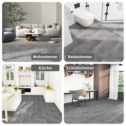 Mulgreat Galena Vinyl-Fliesen selbstklebend PVC-Boden Betoneffekt grau