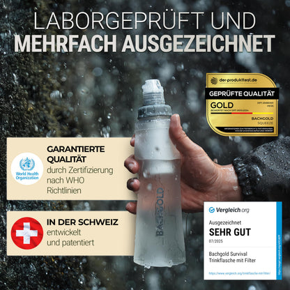 Bachgold Squeeze Wasserfilter Outdoor mit Virus-Filtration, 1000 ml