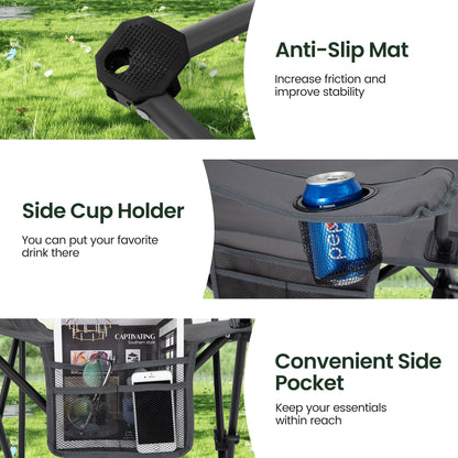 HIGH POINT SPORTS Campingstuhl faltbar 2er Set mit Getränkehalter