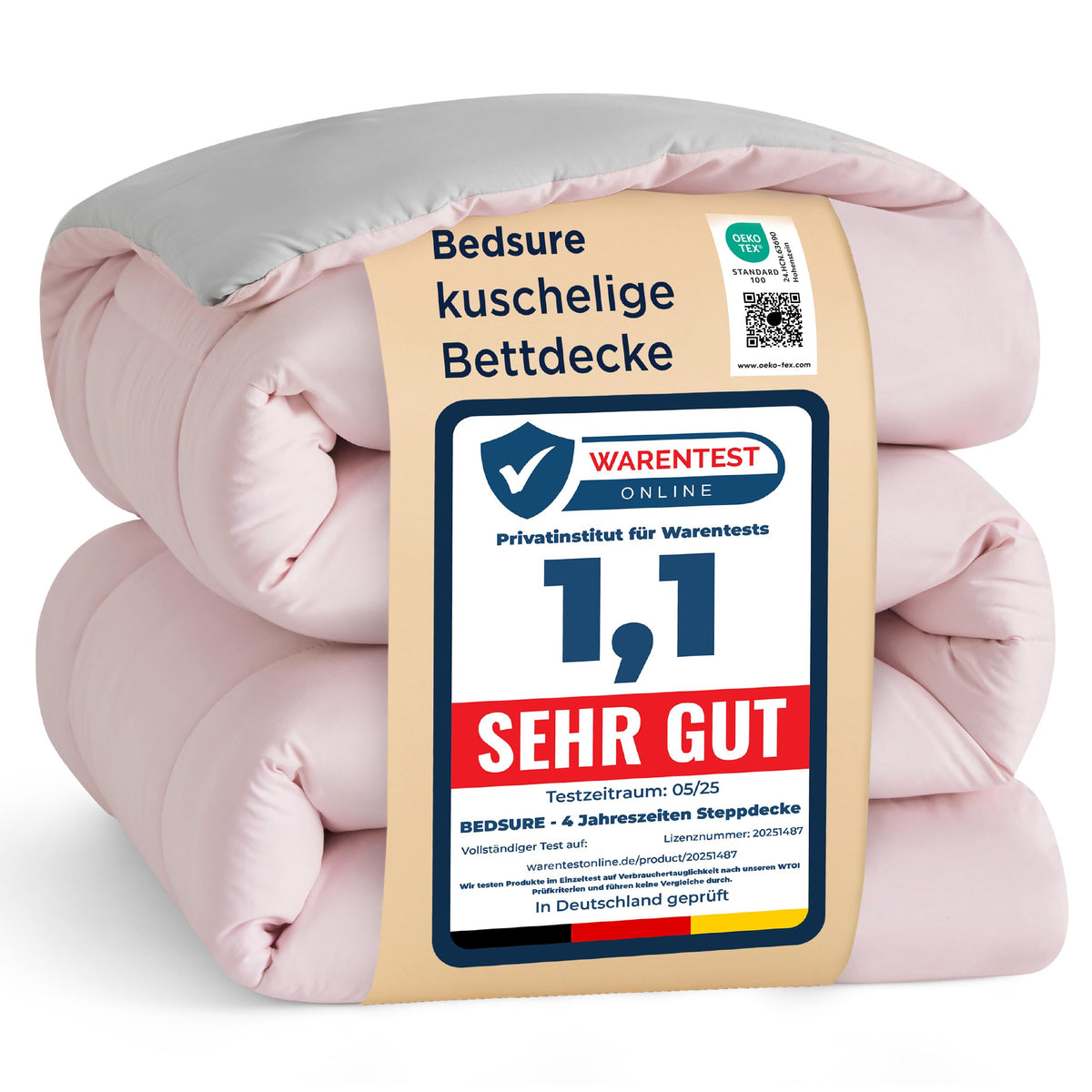 BEDSURE Bettdecke 135x200 cm Ganzjahresdecke, Pinkesque/Grau