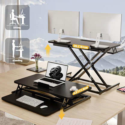 ERGOMAKER Stehpultaufsatz Sitz-Steh - 80x40 cm Schwarz