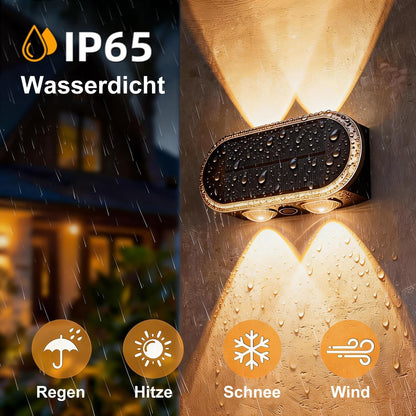 Hiromeco Solar Wandleuchte Aussen Up Down, 3 Farbmodi, IP65, 8er-Set