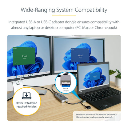 StarTech.com USB A/C HDMI Dual Monitor Adapter 4K (107B-USB-HDMI)