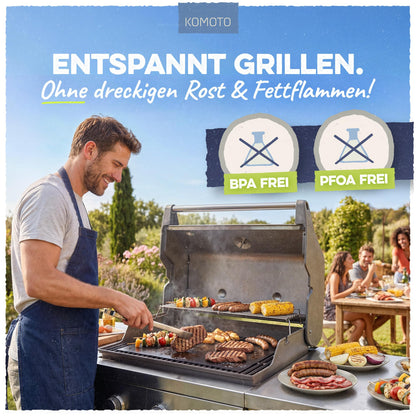 KOMOTO Grillmatte 6er Set 50x40 cm, extra dick, hitzebeständig