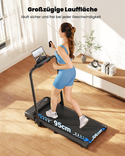 THERUN Laufband klappbar, Walking Pad mit Handlauf, bis 10 km/h