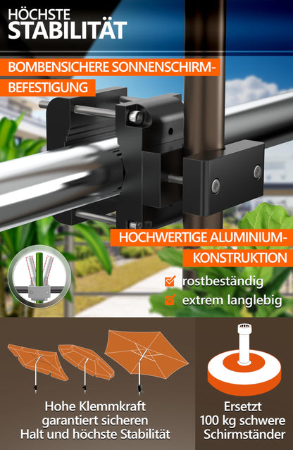4smile SunnyRock Sonnenschirmhalter Balkongeländer Aluminium, Schwarz