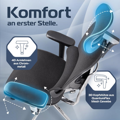 CLOUVOU MasterSeat Ergonomischer Bürostuhl Drehstuhl – 150 kg