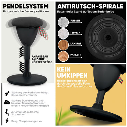 SteinLife Cone Bürohocker Höhenverstellbar 58-83cm Schwingeffekt