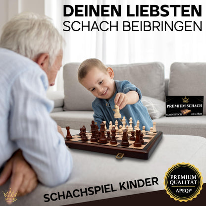APEQi® Premium Schachspiel Holz magnetisch - 38x38cm