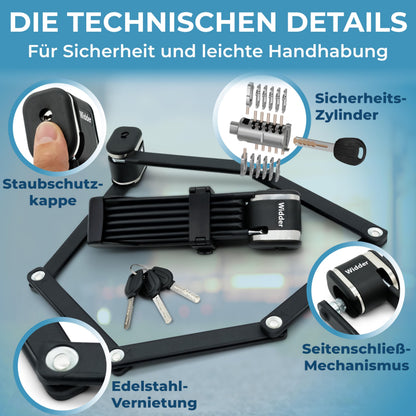 Widder Merkur Faltschloss 99 cm, Sicherheitsstufe 15, mit Halterung