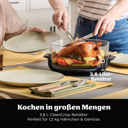 Ninja CRISPi Tragbare Heissluftfritteuse FN102EU, 3,8 l & 1,4 l, Weiss