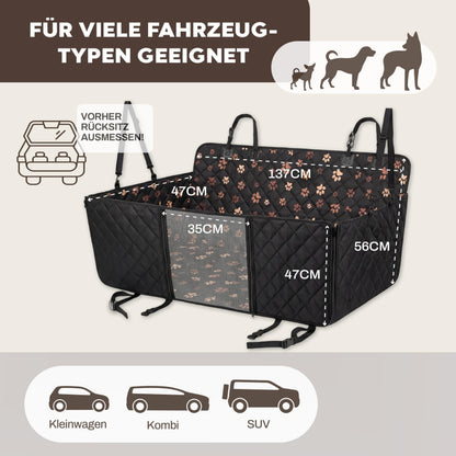 Hainberger Hundedecke Auto Rückbank 4-in-1 wasserdicht 137x147 cm