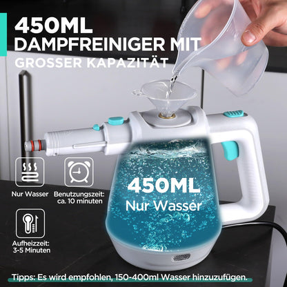 HAUSHOF Dampfreiniger Handgerät 450 ml mit 8 Zubehörteilen, 1200 W