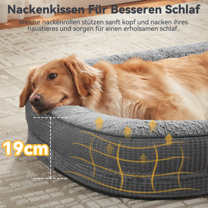 Pawk Orthopädisches Hundebett Nackenrolle Memory Foam XL