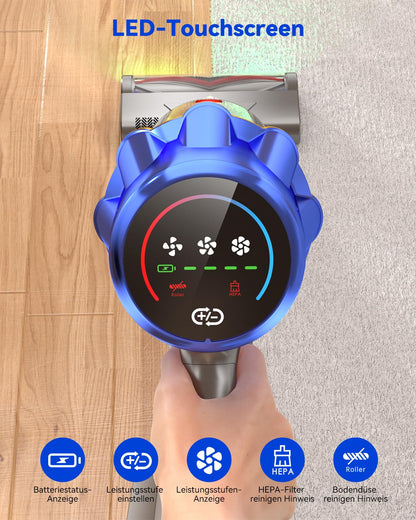 Huhuba H9 Akku-Staubsauger, 58000 Pa, 80 Min Laufzeit, Blau