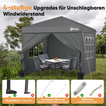 Sekey Premium Pop Up Pavillon 3x3 Faltpavillon - Grau