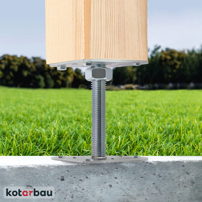 KOTARBAU Pfostenträger Höhenverstellbar M24 – 4er Set 110x110mm Verzinkt
