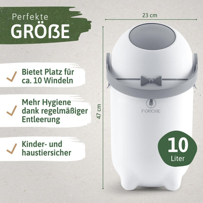 Forche Windeleimer geruchsdicht mit Ein-Hand-Bedienung