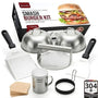 Gamalou Smash Burgerpresse Set aus Edelstahl mit Spachtel und Glocken, 8-teilig