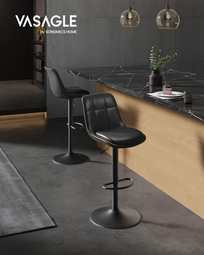 VASAGLE LJB095B01 Barhocker – 2er Set, höhenverstellbar, tintenschwarz