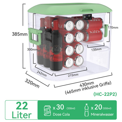 BINGI Kompressor-Kühlbox 22 Liter, 12/24 V und 230 V, HC-22P2