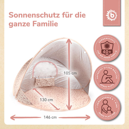 Bieco Ella Pop-up Strandmuschel Dreamy Flowers, UV-Schutz 40+