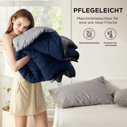 BEDSURE Ganzjahresdecke 135x200 cm, Allergiker Bettdecke, Blau/Grau
