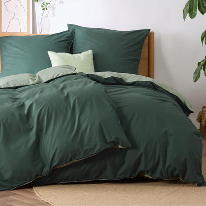 Bedsure Wendebettwäsche 135x200 Baumwolle 4teilig Salbeigrün