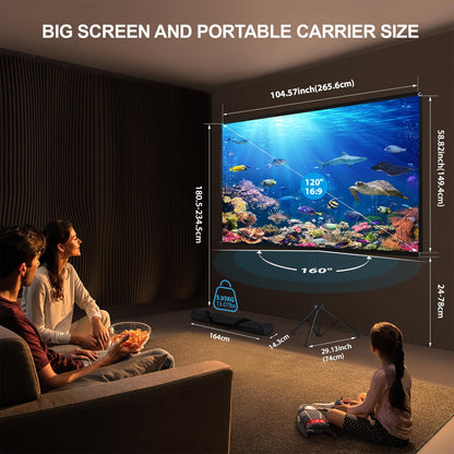 ViewTech Tragbare Beamer Leinwand mit Stativ 4K – 120 Zoll 16:9
