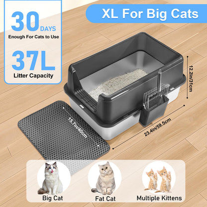 Marchul Katzentoilette Edelstahl geschlossen mit Schublade und Matte
