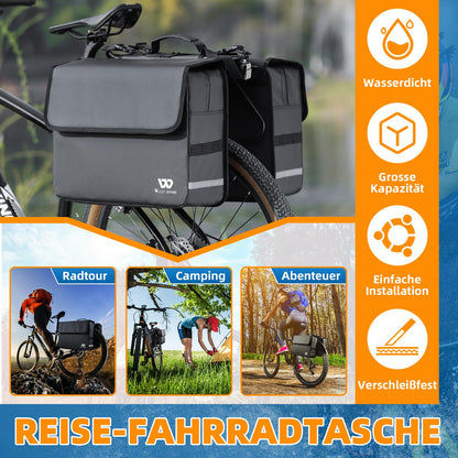 XIQI Gepäckträgertasche Doppeltasche 36L wasserdicht Grau
