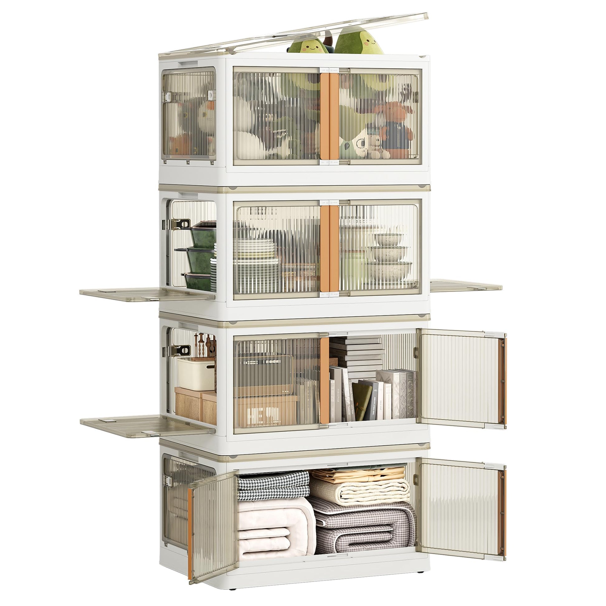 NETEL Faltbare Stapelbox mit Rollen – 4er-Set 100L Transparent. Rechteckige, transparente 100L Faltbox mit Rollen zur platzsparenden Lagerung.