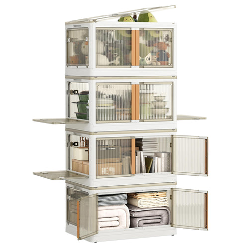 NETEL Faltbare Stapelbox mit Rollen – 4er-Set 100L Transparent. Rechteckige, transparente 100L Faltbox mit Rollen zur platzsparenden Lagerung.