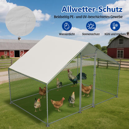 Thanaddo Hühnerstall 3x2 m, Kleintierstall aus verzinktem Stahl