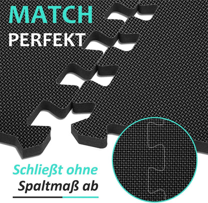 BEAUTYOVO Bodenschutzmatte Set, 24 EVA-Puzzlematten 31x31 cm, schwarz