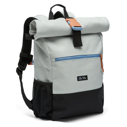Ela Mo Rolltop Rucksack Damen mit Laptopfach, Lightgrey Orange Pop