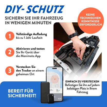 Monimoto 9 GPS-Tracker mit Alarm für Motorrad, Auto und Fahrrad