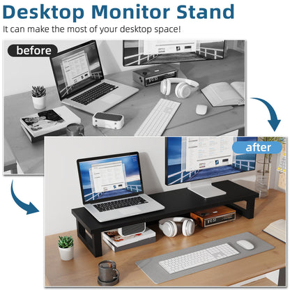 OYRREU Monitorerhöhung CS006 für 2 Monitore, 91x26 cm, schwarz