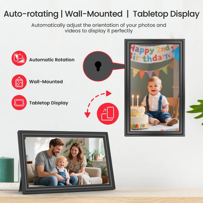 Yalilia Frameo Digitaler Bilderrahmen 15,6 Zoll FHD Touchscreen 64 GB