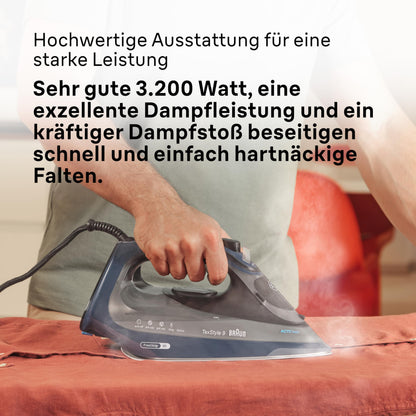 Braun TexStyle 9 SI9682 DB Dampfbügeleisen, FreeGlide 3D, dunkelblau