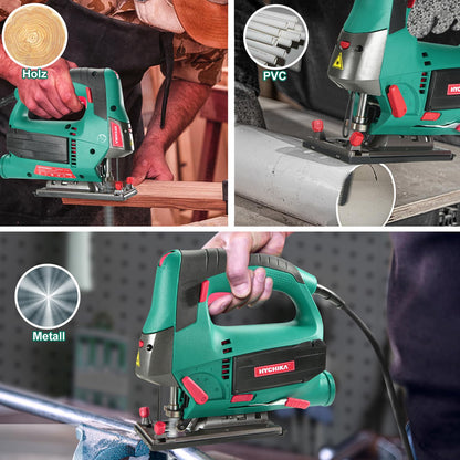 HYCHIKA Stichsäge 800W mit Laser, 110 mm Schnitttiefe, 6 Blätter