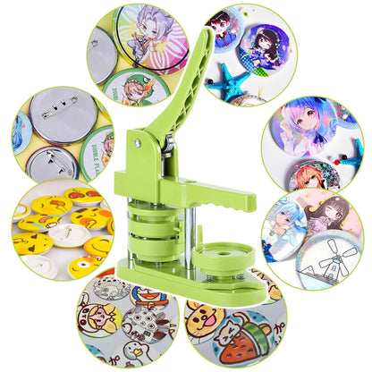 WARM&LOVE Buttonmaschine 58 mm – Buttonpresse Set mit 100 Rohlingen