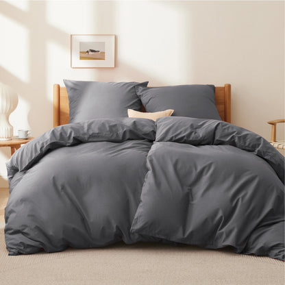 BEDSURE Bettwäsche-Set 135x200 cm Baumwolle 4-teilig Anthrazit